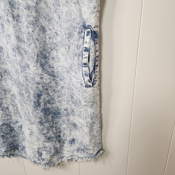 Thread & Supply Acid Wash Chambray Shirt Mini Dress Pockets Coastal Denim Xs - Picture 3 of 10